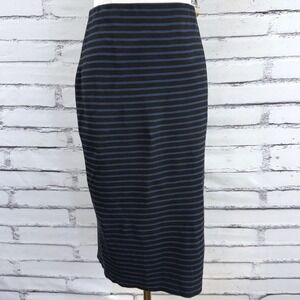 Sanctuary Clothing Womens Striped Pencil Knit Skirt Black Blue Midi‎ Size S